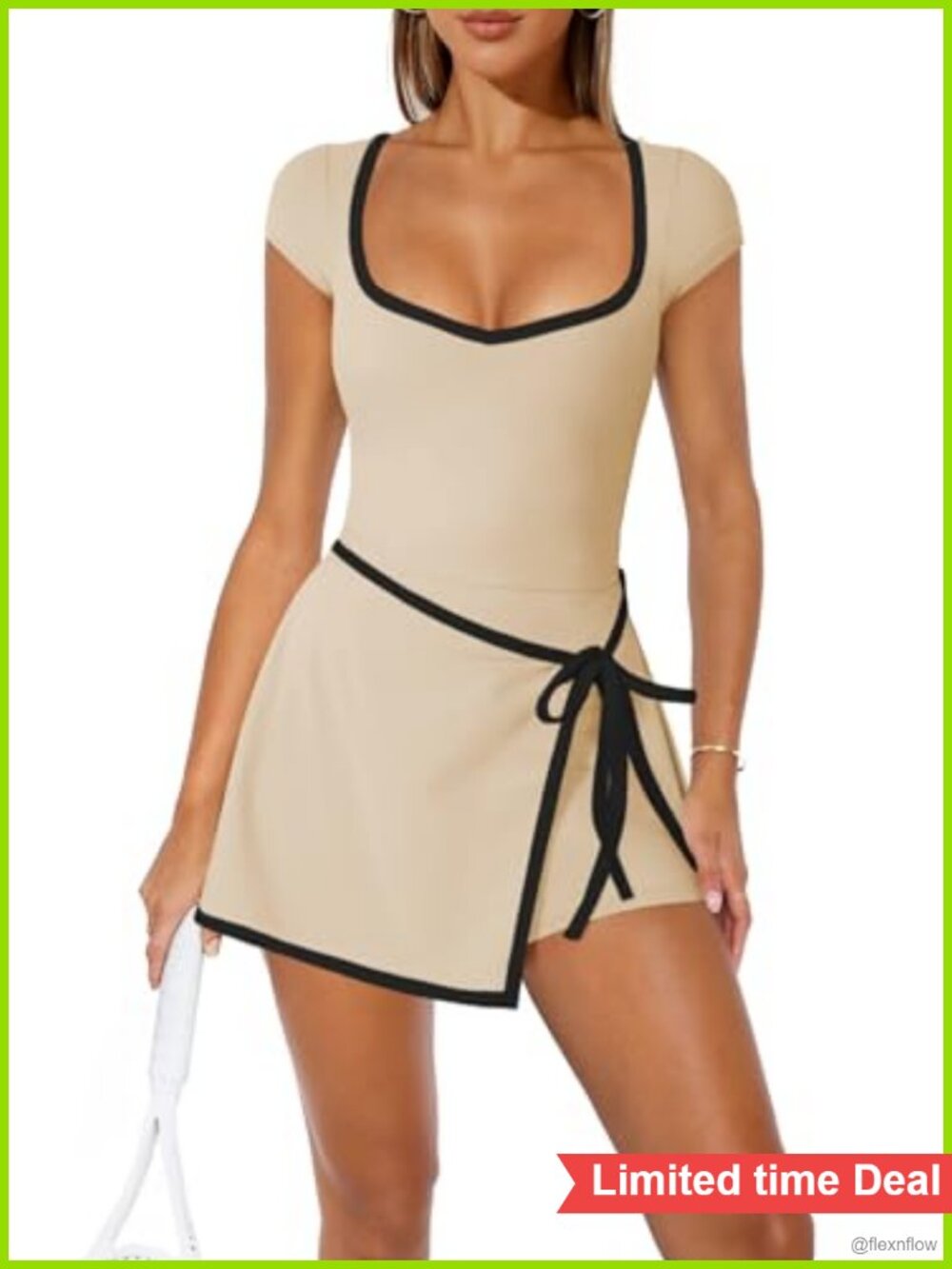 Women's Athletic Tennis Dress with Built-in Shorts Golf Workout Romper